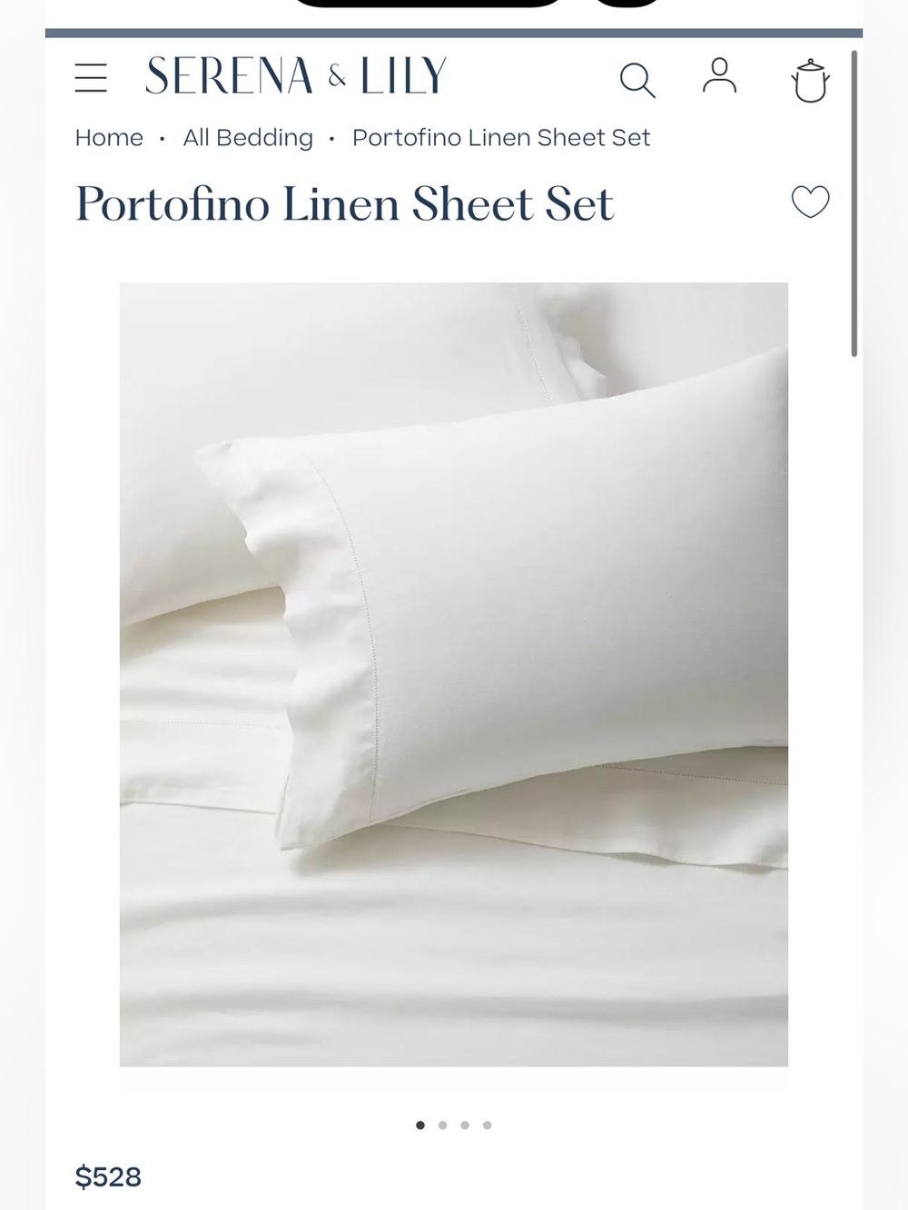 Serena & Lily King Linen Pillowcases and Flat Sheet - White
